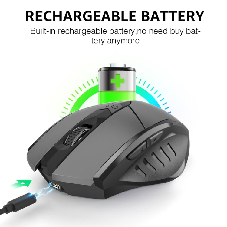 Inphic PM6 6 Keys 1000/1200/1600 DPI Home Gaming Wireless Mechanical Mouse, Colour: Gray Wireless Charging Silent Version