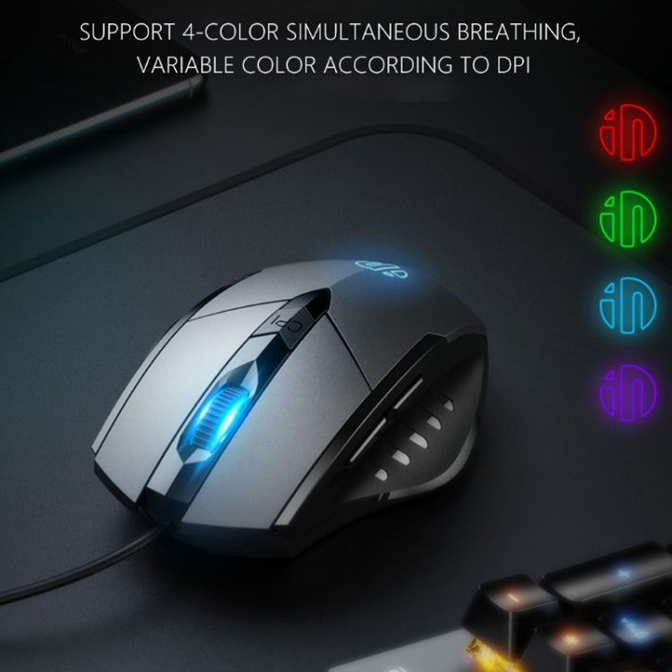Inphic PW1 Game Mute Macro Definition Illuminated Wired Mouse, Cable Length: 1.5m(Black Business Version)