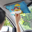2 PCS Cartoon Cloth Car Seat Back Hanging Storage Tissue Case Box Container Towel Napkin Papers Bag Holder Box Case(Pirate owl)