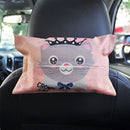 2 PCS Cartoon Cloth Car Seat Back Hanging Storage Tissue Case Box Container Towel Napkin Papers Bag Holder Box Case(Cat)