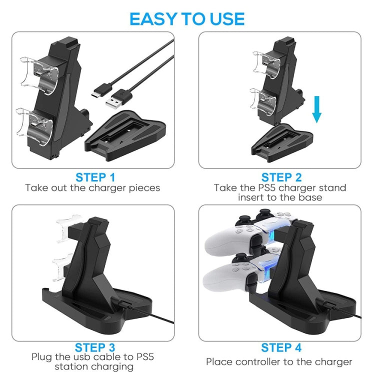 2 PCS Gamepad Bracket Two-Seater Charger For PS5