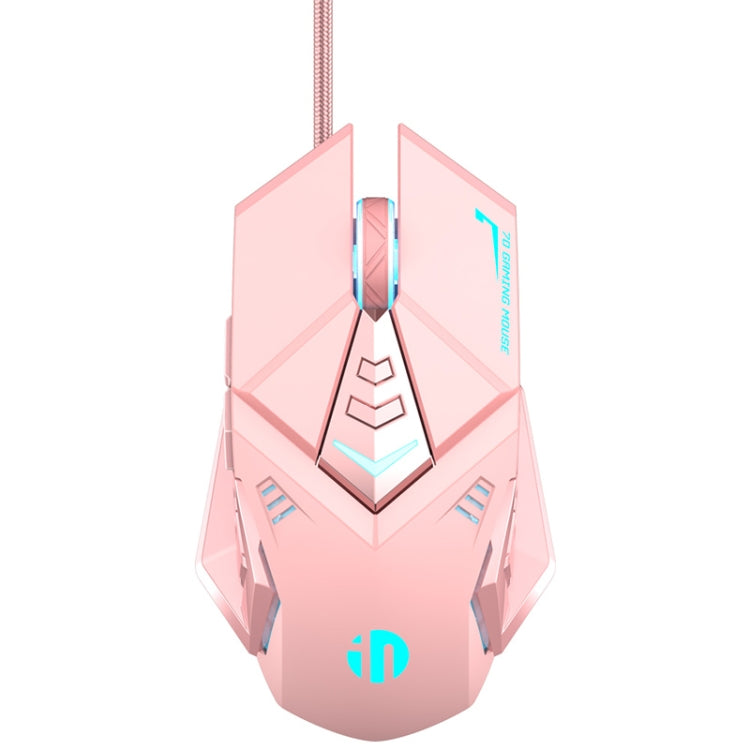 Inphic PW5P 4800 DPI 7 Keys Home Computer USB Gaming Luminous Wired Mouse, Cable Length: 1.5m(Pink)