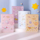 Cartoon Universe Pattern Color Page Magnetic Buckle Notebook PU Student Handbook Account Thickened Notebook(Purple)