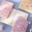 Cartoon Universe Pattern Color Page Magnetic Buckle Notebook PU Student Handbook Account Thickened Notebook(Purple)