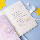 Cartoon Universe Pattern Color Page Magnetic Buckle Notebook PU Student Handbook Account Thickened Notebook(Blue)