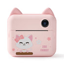 P1 No Card Children Polaroid Camera 1200W Front And Rear Dual-Lens Mini Print Photographic Digital Camera Toy(Pink Cat)