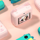 P1 No Card Children Polaroid Camera 1200W Front And Rear Dual-Lens Mini Print Photographic Digital Camera Toy(Pink Cat)