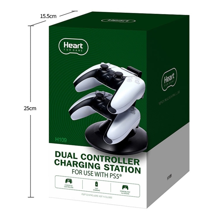 Heart For Game Wireless Controller Dual-Charge Holder Charger For PS5 Controller