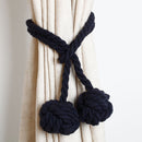 CK12 4 PCS Curtain Buckle Free Installation Cotton Roll Hanging Ball Curtain Strap(Navy)