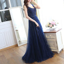 Sexy V-neck Evening Dress Robe Tulle Applique Evening Dresses, Size:XXL (Silver Gray)