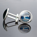 5 Pairs Tree of Life PatternCufflinks Metallic Shirt Ornaments Men Clothing Jewelry(Silver Tree)