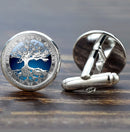 5 Pairs Tree of Life PatternCufflinks Metallic Shirt Ornaments Men Clothing Jewelry(Reflection In Water)