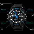 SKMEI 1357 Mens Multifunctional Sports Digital Watch Student Waterproof Watch(Blue)