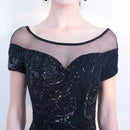 Elegant Backless Long Evening Dress Mermaid Party Sequins Maxi Dress, Size:L(Black)