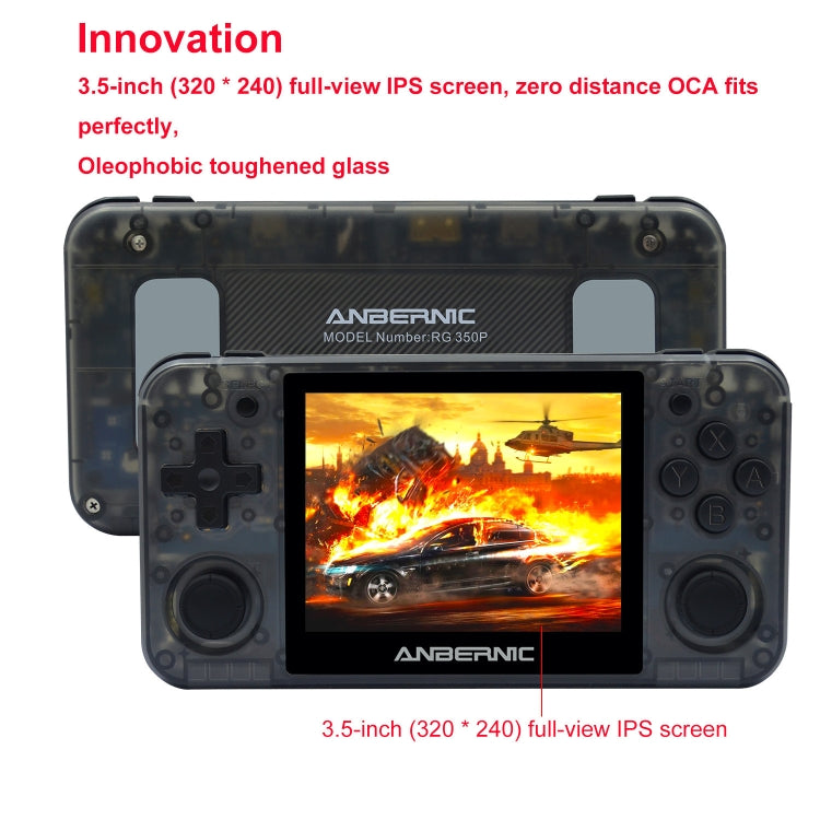 ANBERNIC RG350P 3.5 inch Screen Open Source Handheld Game Console 16G Memory Supports HDMI / TF Card(Pure Black)