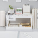 Simple Double-Layer Desktop Rack Dormitory Stationery & Sundries Organizer(White)