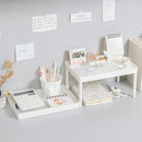 Simple Double-Layer Desktop Rack Dormitory Stationery & Sundries Organizer(White)