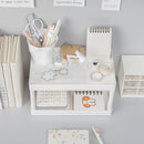 Simple Double-Layer Desktop Rack Dormitory Stationery & Sundries Organizer(White)