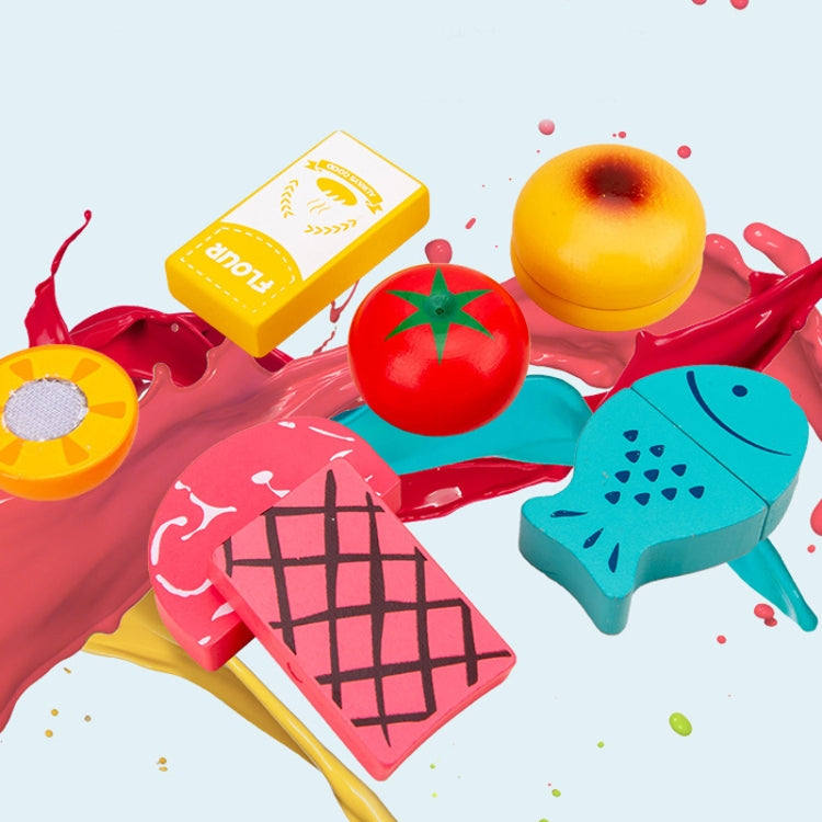 Children Simulation Kitchen Set Baby Wooden Food Cutting Pretend Play Toy Coffee Machine