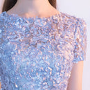 Lace Prom Dress Simple Short Party Formal Gown, Size:S(Khaki)