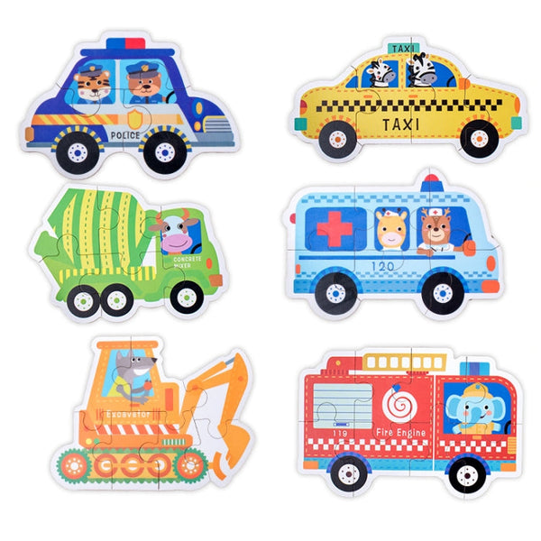 Children Early Education Wooden Picture Puzzle Toys(Car Traffic)