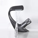 Basin Waterfall Type Hot & Cold Water All-Copper Faucet Bathroom Sanitary Ware (Gun Grey)