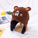 MZ8383 Cartoon Ear Protection Cap Autumn and Winter Warm Children Bomber Hat, Size: Around 52cm(Deep Brown)