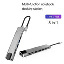 WC7367 8 in 1 87W Type-C to PD+USB3.0x2+SD+TF+HDMI+RJ45+Type-c Docking Station HUB