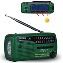 DE13 Hand-Cranked Power Full Band Solar Charging Emergency Outdoor Radio(Green)