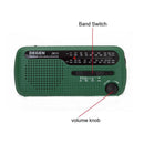 DE13 Hand-Cranked Power Full Band Solar Charging Emergency Outdoor Radio(Green)