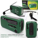 DE13 Hand-Cranked Power Full Band Solar Charging Emergency Outdoor Radio(Green)