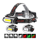TG-TD113 T6+COB Head-Mounted USB Charging Rotating Multi-Function Headlight White Red And Green Three Light Sources Headlight (Without Charging Set)