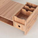 LCD Monitor Increase Rack Wooden Keyboard Rack Desktop Storage Rack Shelf(Cherry Wood)