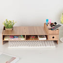 LCD Monitor Increase Rack Wooden Keyboard Rack Desktop Storage Rack Shelf(Cherry Wood)