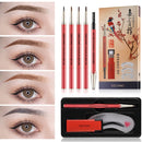 GECOMO 2 Set Automatic Rotation Double-Headed Eyebrow Pencil With Eyebrow Card And Replacement Refills Waterproof And Non-Smudged(2 Dream Brown)