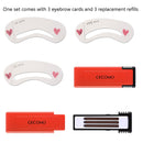 GECOMO 2 Set Automatic Rotation Double-Headed Eyebrow Pencil With Eyebrow Card And Replacement Refills Waterproof And Non-Smudged(3 Light Brown)