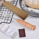 2 PCS Bread Trimming French Stick Cutting Knife Dough Bisector Curved Stainless Steel Dough Cutter With Wooden Handle