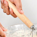 2 PCS 13 Inch Oak Handle Flour Mixer Dough Stainless Steel Mixing Rod Coil Whisk Double Circle Agitator