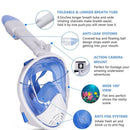 Full Dry Diving Mask Swimming Anti-Fog Snorkeling Mask, Size: L/XL(White Blue)