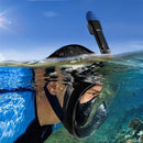 Full Dry Diving Mask Swimming Anti-Fog Snorkeling Mask, Size: L/XL(White Blue)