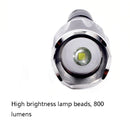 Telescopic Zoom Strong Light Flashlight Strong Magnetic Rechargeable LED Flashlight, Colour: Silver Head (With Battery, EU Plug Charger)