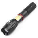 Telescopic Zoom Strong Light Flashlight Strong Magnetic Rechargeable LED Flashlight, Colour: Black Head (With Battery, EU Plug Charger)