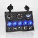 5-Position Switch Dual USB With Voltage Power Base Car Yacht RV Switch Panel Combination(Red Light)