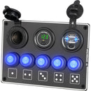 5-Position Switch Dual USB With Voltage Power Base Car Yacht RV Switch Panel Combination(Green Light)