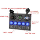5-Position Switch Dual USB With Voltage Power Base Car Yacht RV Switch Panel Combination(Green Light)