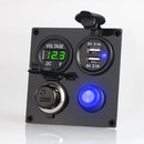 12 / 24V Car Yacht Modified Dual USB 4 Hole Switch Panel(Green Light)