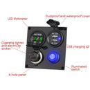 12 / 24V Car Yacht Modified Dual USB 4 Hole Switch Panel(Red Light)