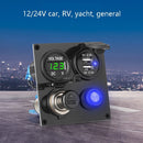 12 / 24V Car Yacht Modified Dual USB 4 Hole Switch Panel(Red Light)