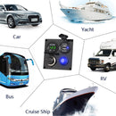 12 / 24V Car Yacht Modified Dual USB 4 Hole Switch Panel(Green Light)