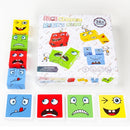 Wooden Children Puzzle Challenge Level Toy Expression Thinking Training Building Block, Colour: Small